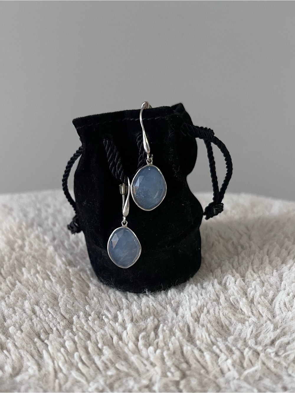 Sterling chalcedony drop earrings